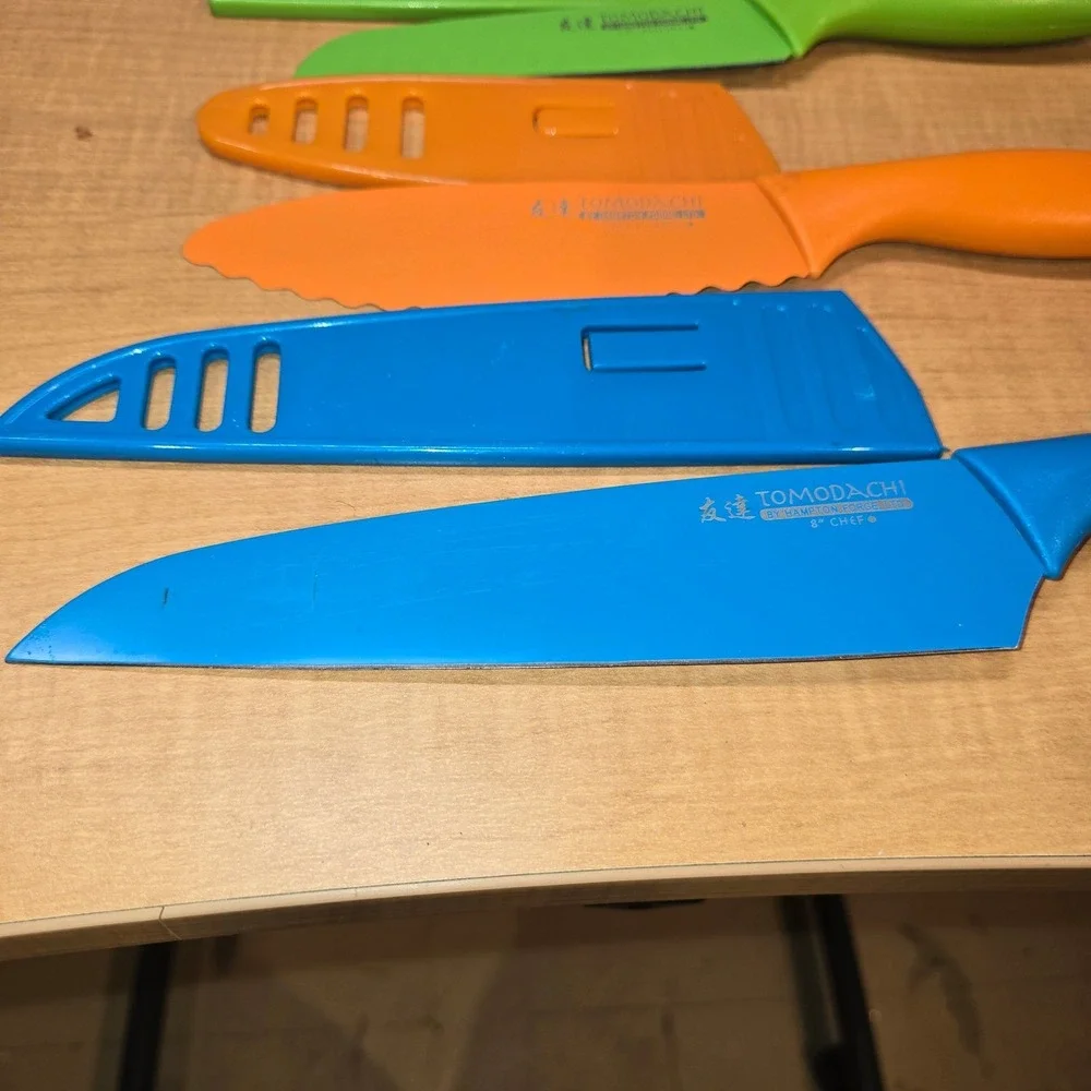 Colorful 5-piece set of Tomodachi Knives with Sheath Covers Hampton Forge‎ LTD